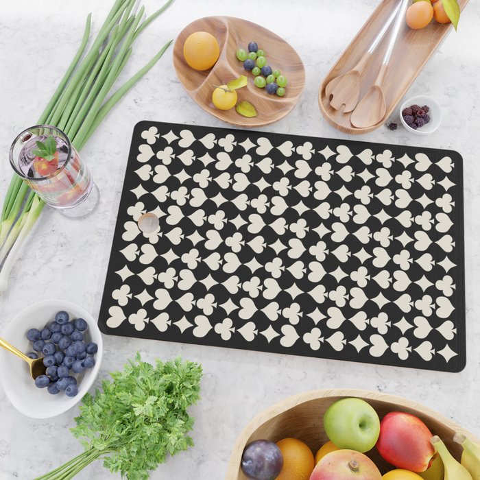 Card Suit Motifs I Black and White Cutting Board Gallery Image 2