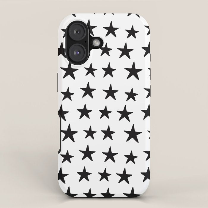Star Pattern Black On White iPhone Case Gallery Image 1