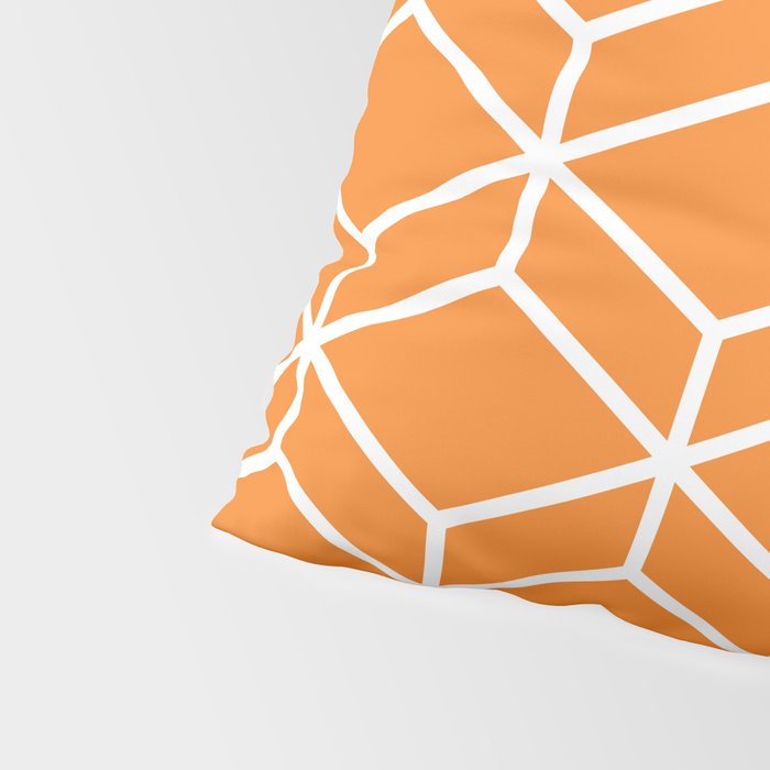 Geometric Honeycomb Pattern in White and Orange Pillow Sham Gallery Image 4