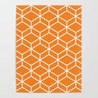 Geometric Honeycomb Pattern in White and Orange Poster Gallery Image 4