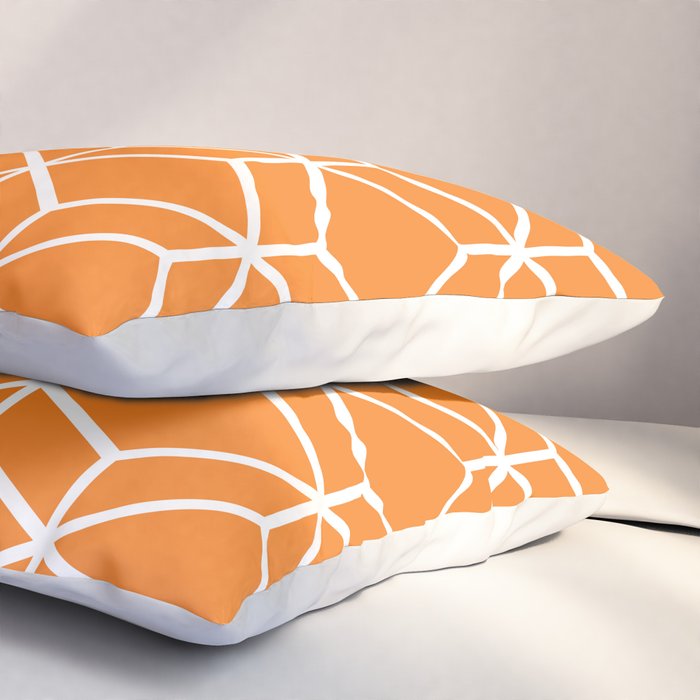 Geometric Honeycomb Pattern in White and Orange Pillow Sham Gallery Image 3