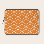 Geometric Honeycomb Pattern in White and Orange Laptop Sleeve Gallery Image 1
