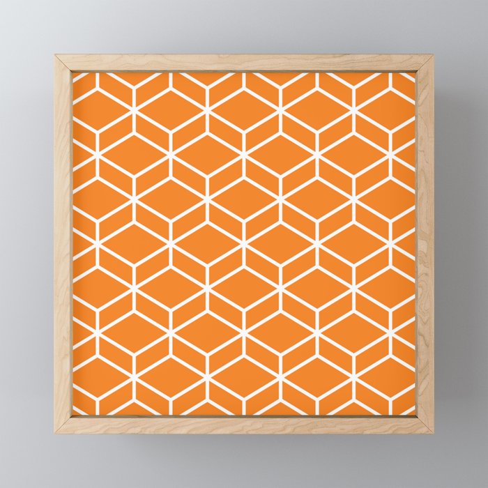 Geometric Honeycomb Pattern in White and Orange Mini Art Print Gallery Image 1