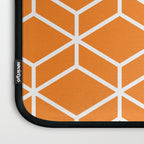 Geometric Honeycomb Pattern in White and Orange Laptop Sleeve Gallery Image 3