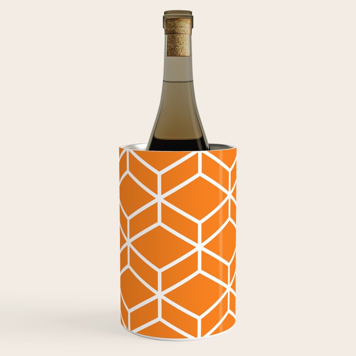 Geometric Honeycomb Pattern in White and Orange Wine Chiller Gallery Image 2