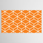 Geometric Honeycomb Pattern in White and Orange Tablecloth Gallery Image 2