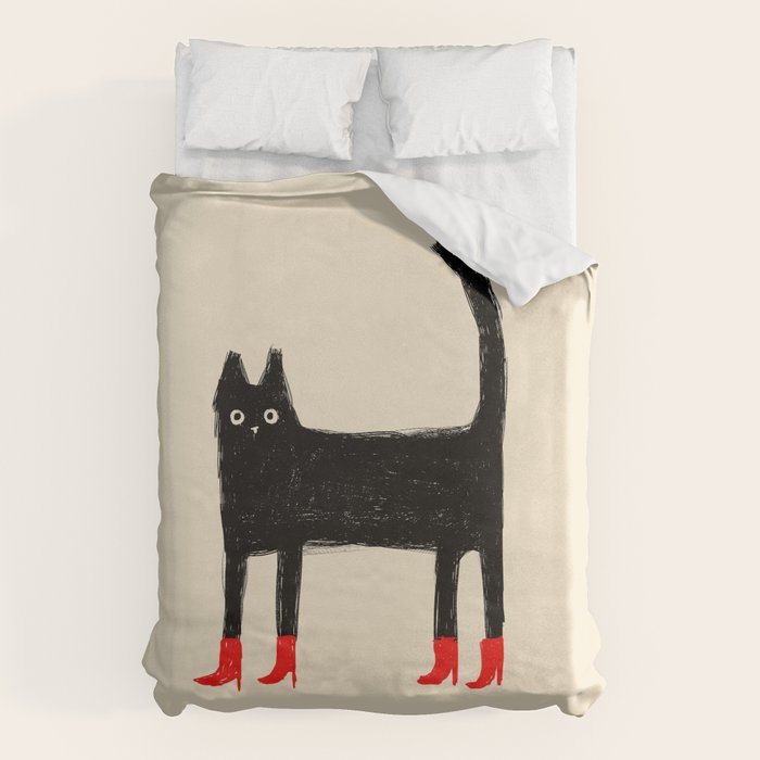 Black Cat in Red Boots Duvet Cover Gallery Image 6
