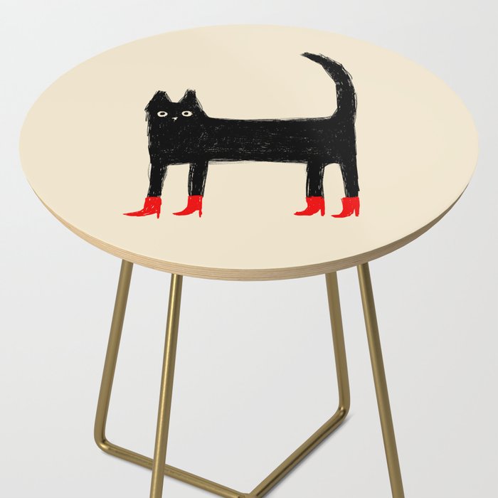 Black Cat in Red Boots Side Table Gallery Image 2
