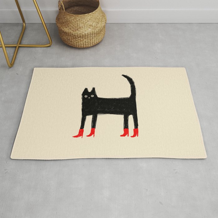 Black Cat in Red Boots Rug Gallery Image 1