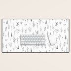 White Wildflowers Pattern Desk Mat Gallery Image 1