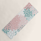 Floral Bloom, Teal, Green, Pink and White Yoga Mat Gallery Image 1