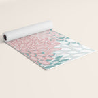 Floral Bloom, Teal, Green, Pink and White Yoga Mat Gallery Image 2