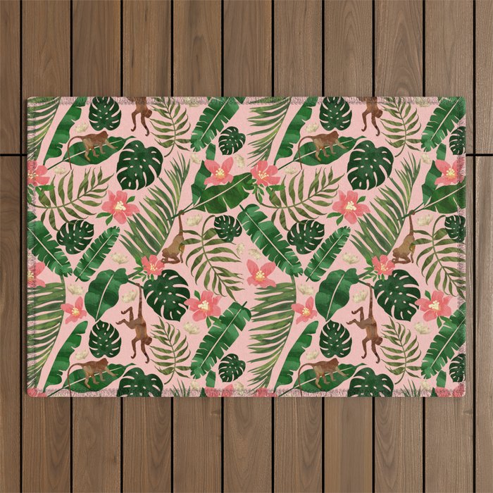 Tropical Garden - Pink Outdoor Rug Gallery Image 1