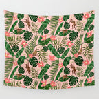 Tropical Garden - Pink Wall Tapestry Gallery Image 4