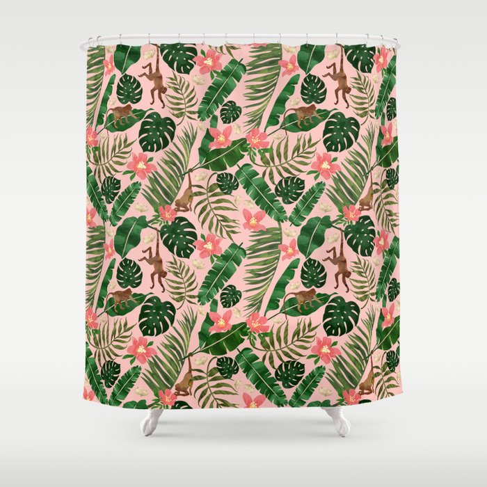 Tropical Garden - Pink Shower Curtain Gallery Image 1