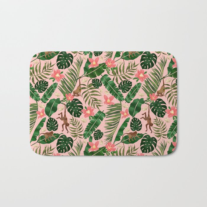 Tropical Garden - Pink Bath Mat Gallery Image 1