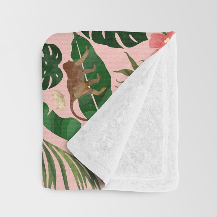 Tropical Garden - Pink Throw Blanket Gallery Image 3