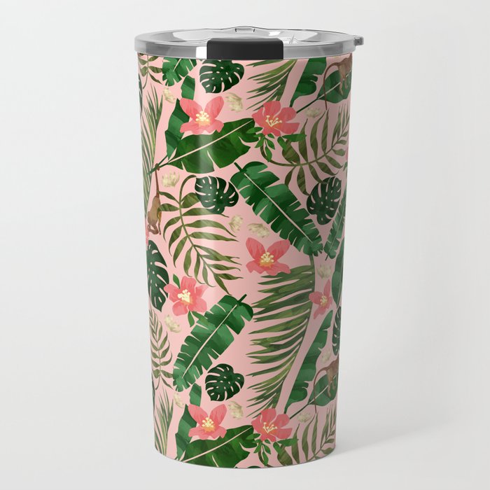 Tropical Garden - Pink Travel Mug Gallery Image 1