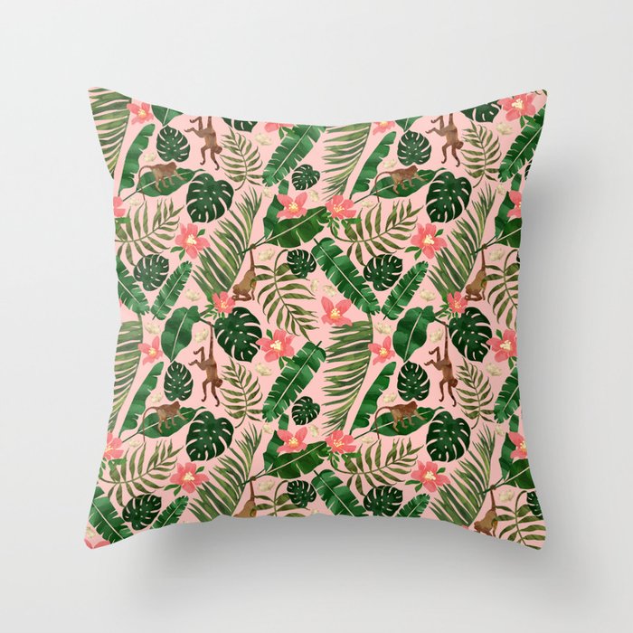 Tropical Garden - Pink Throw Pillow Gallery Image 6
