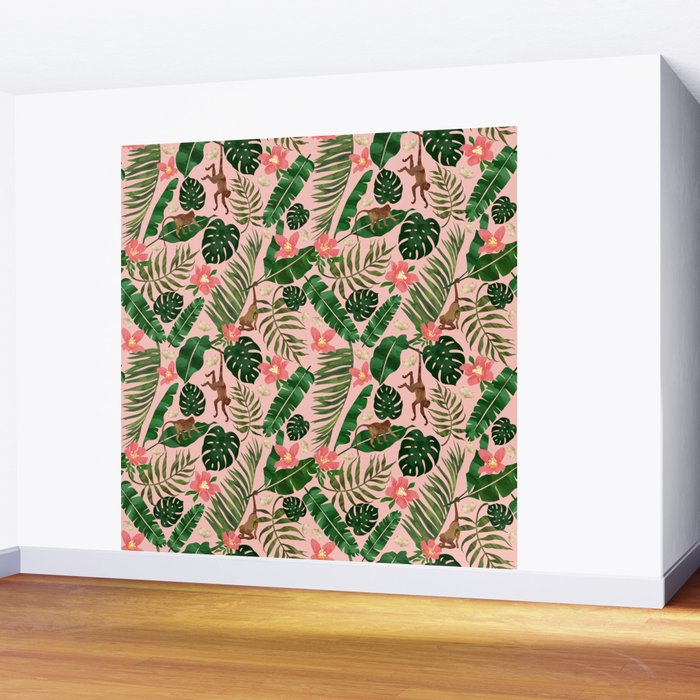 Tropical Garden - Pink Wall Mural Gallery Image 2