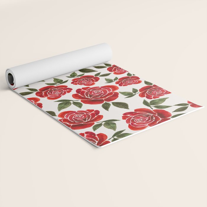 Rose Watercolor Pattern Yoga Mat Gallery Image 2