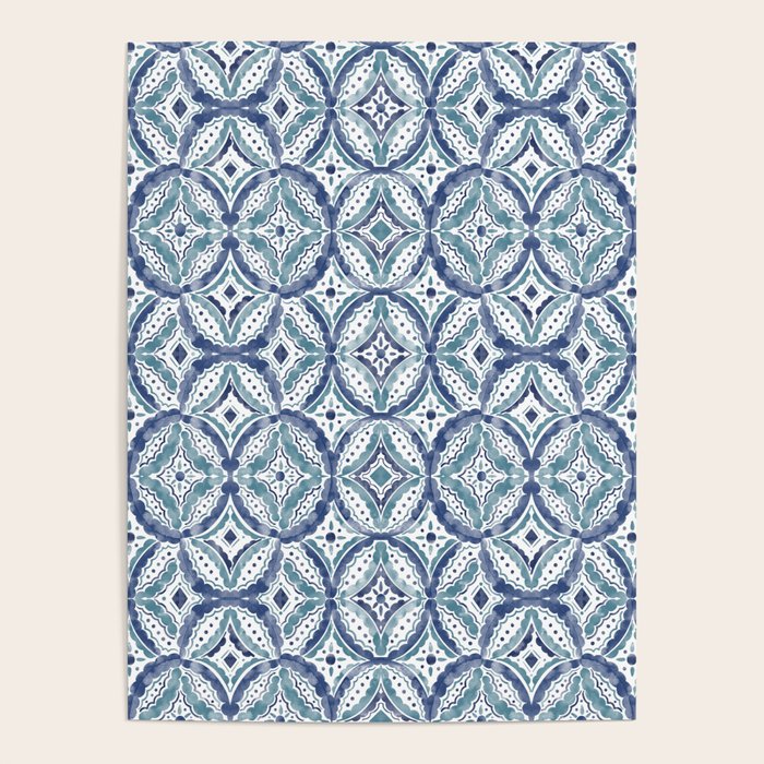 Boho Indigo Damask B Poster Gallery Image 1