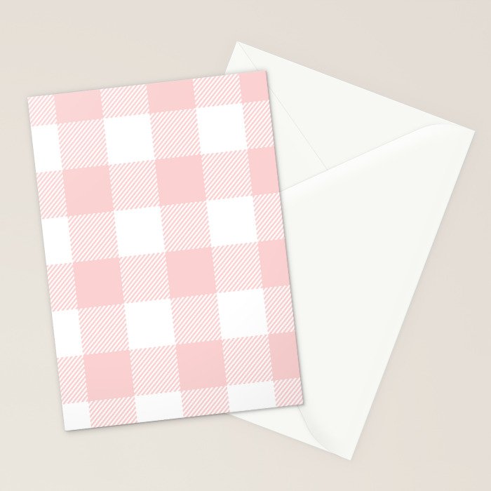 Baby Pink Buffalo Check Stationery Card Gallery Image 2