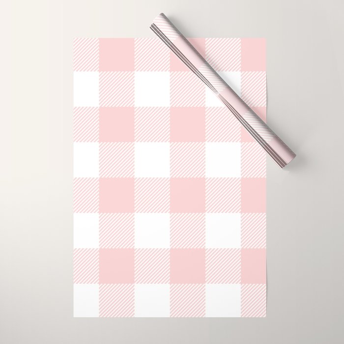 Baby Pink Buffalo Check Wrapping Paper Gallery Image 1