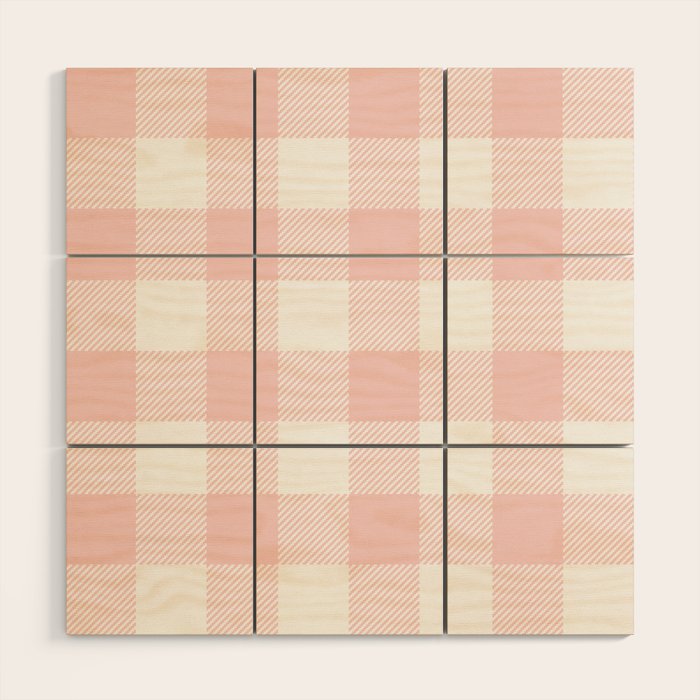 Baby Pink Buffalo Check Wood Wall Art Gallery Image 1