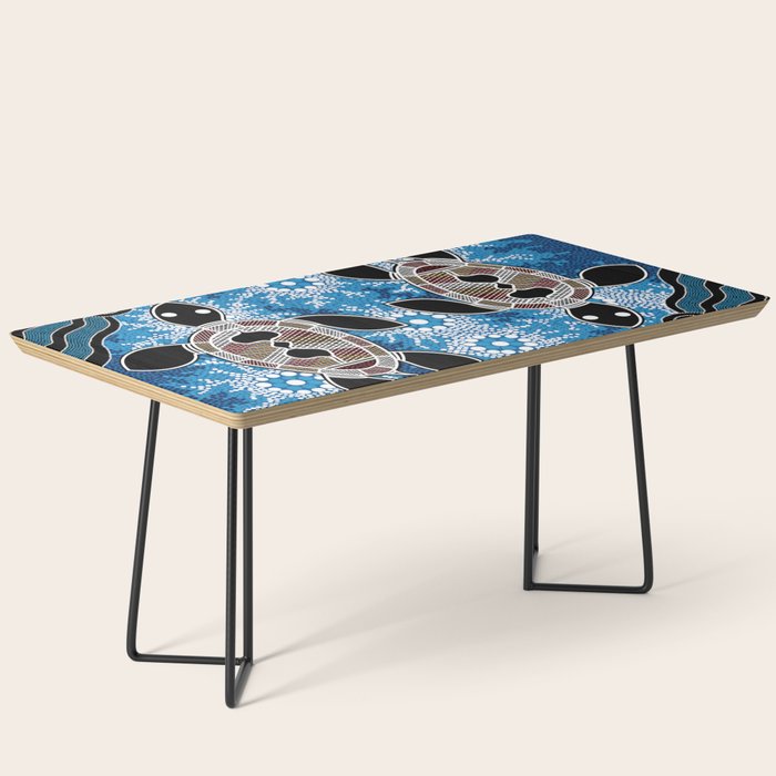 Authentic Aboriginal Art - Sea Turtles Coffee Table Gallery Image 1