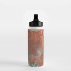 Tarnished Metal Copper Aqua Texture - Natural Marbling Industrial Art  Water Bottle Gallery Image 2
