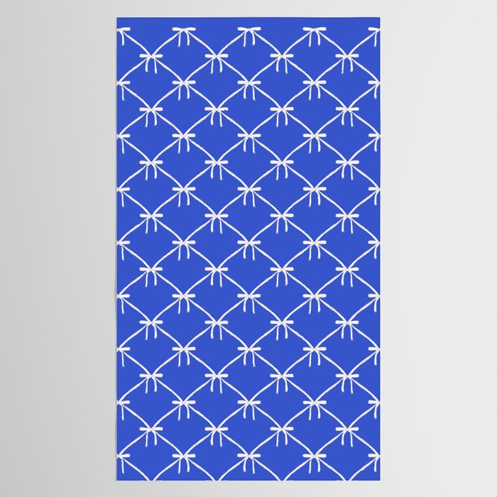Bows & Ribbons Pattern XLVIII Bright Blue Tablecloth Gallery Image 2