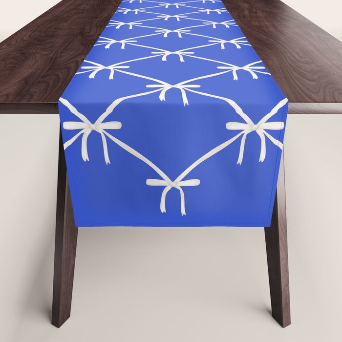 Bows & Ribbons Pattern XLVIII Bright Blue Table Runner Gallery Image 1
