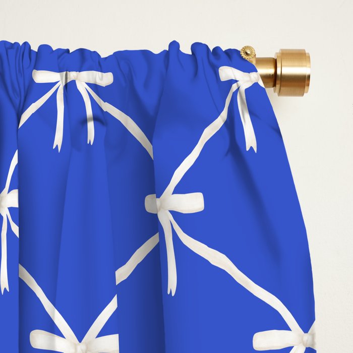 Bows & Ribbons Pattern XLVIII Bright Blue Window Curtain Gallery Image 2