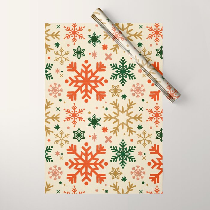 Snowflake Collection - Retro Palette Wrapping Paper Gallery Image 1