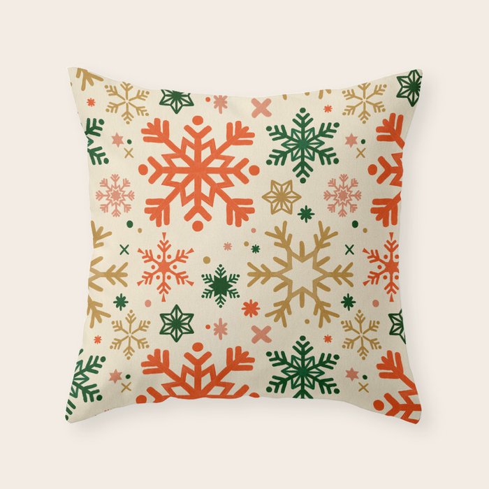 Snowflake Collection - Retro Palette Throw Pillow Gallery Image 1
