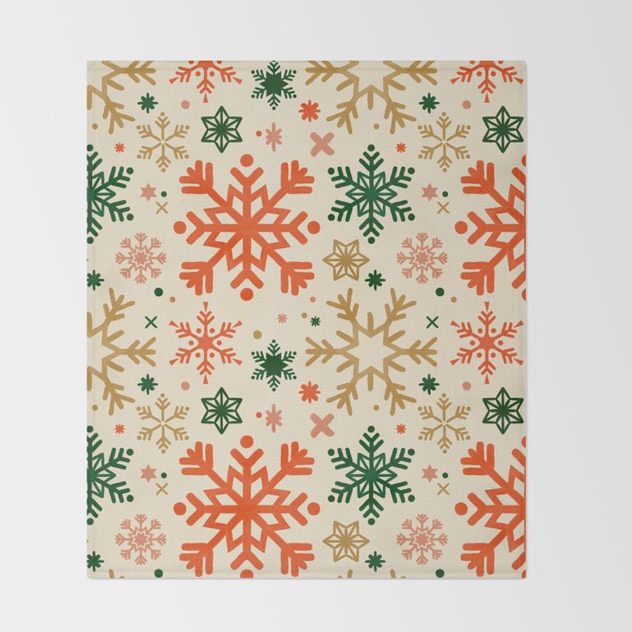 Snowflake Collection - Retro Palette Throw Blanket Gallery Image 2