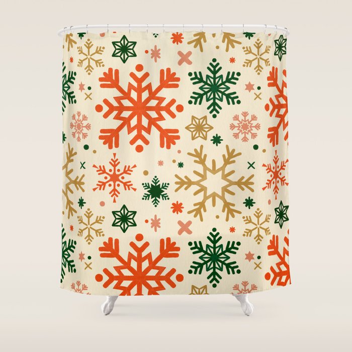 Snowflake Collection - Retro Palette Shower Curtain Gallery Image 1