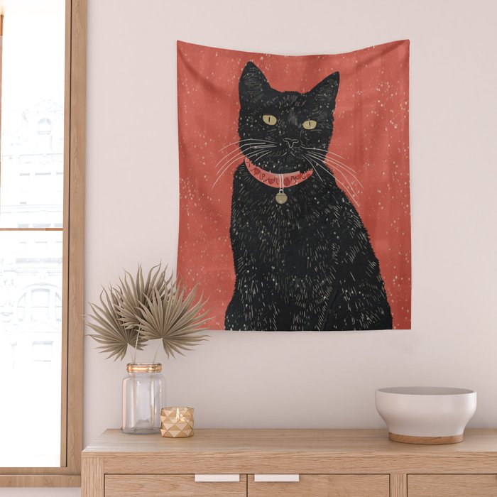 Black Cat 6 Wall Tapestry Gallery Image 2