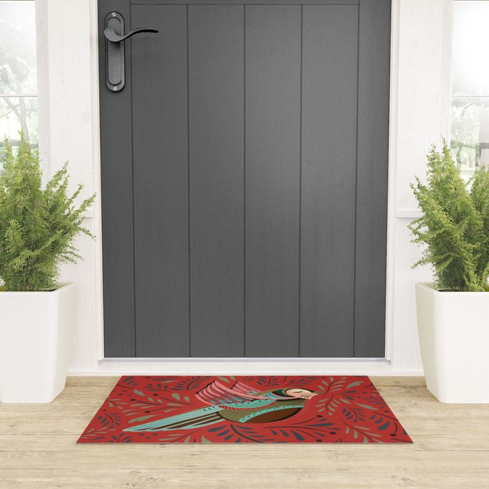 Peace Bird - Red Welcome Mat Gallery Image 3