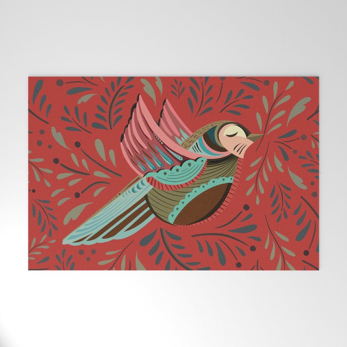 Peace Bird - Red Welcome Mat Gallery Image 1