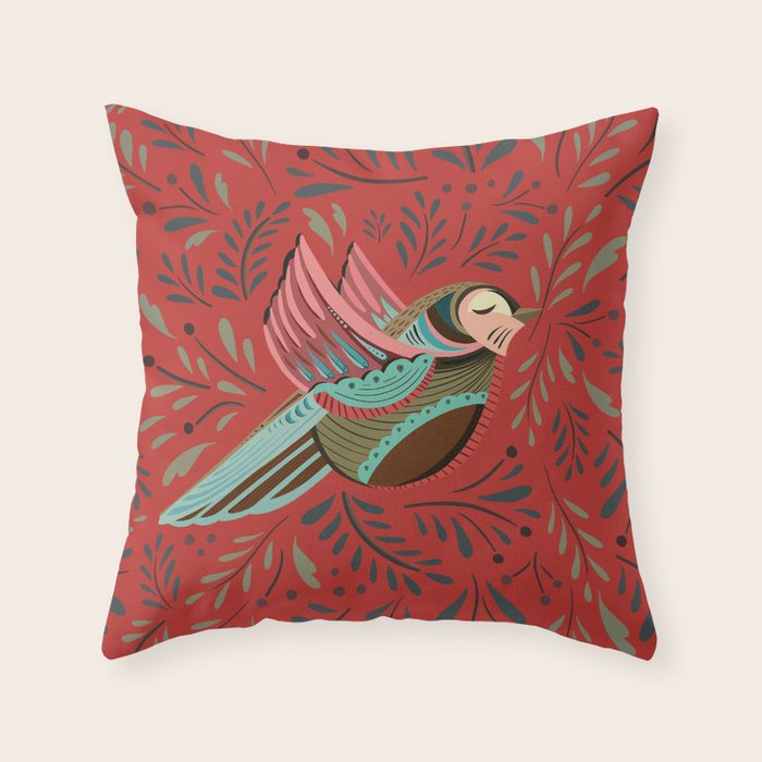 Peace Bird - Red Throw Pillow Gallery Image 6