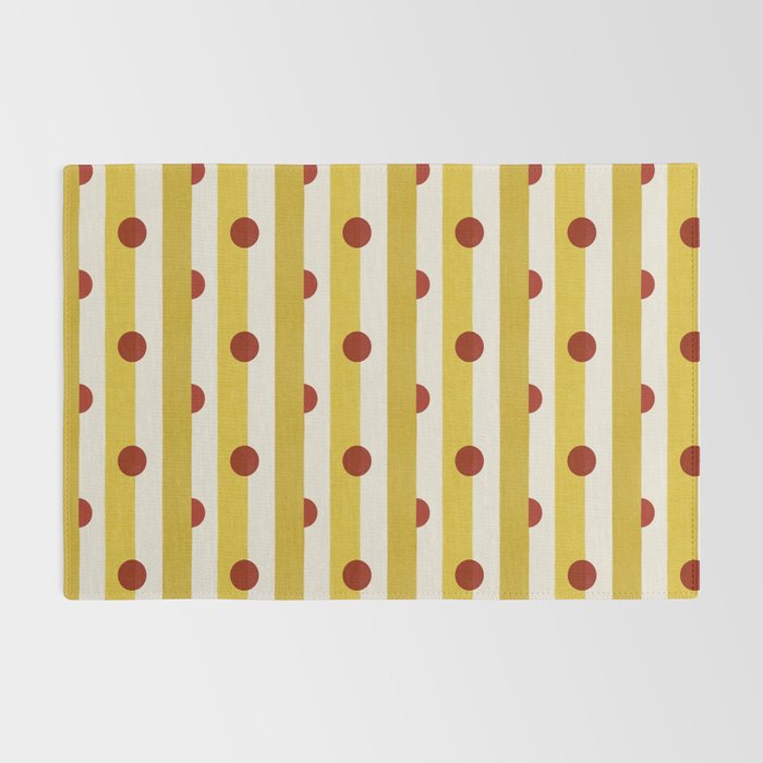 Yellow Stripes and Red Dots Pattern with Texture Rug Gallery Image 2