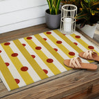 Yellow Stripes and Red Dots Pattern with Texture Outdoor Rug Gallery Image 2