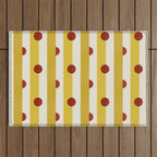 Yellow Stripes and Red Dots Pattern with Texture Outdoor Rug Gallery Image 1