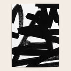 Thinking Out Loud - Black and white abstract painting, raw brush strokes Poster Gallery Image 4