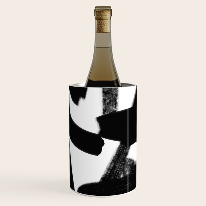 Thinking Out Loud - Black and white abstract painting, raw brush strokes Wine Chiller Gallery Image 2
