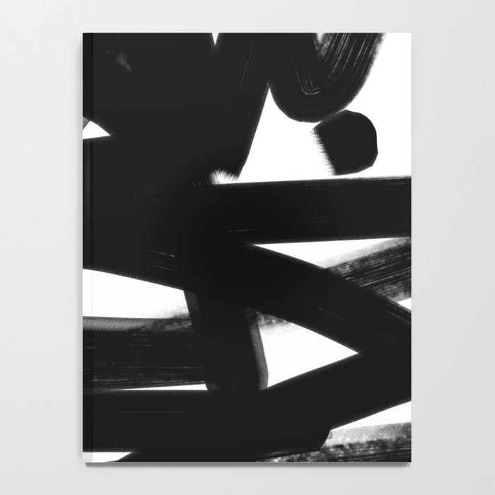 Thinking Out Loud - Black and white abstract painting, raw brush strokes Notebook Gallery Image 4