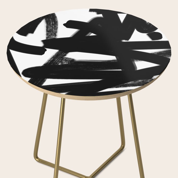 Thinking Out Loud - Black and white abstract painting, raw brush strokes Side Table Gallery Image 2