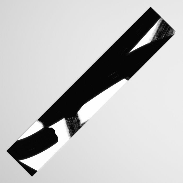 Thinking Out Loud - Black and white abstract painting, raw brush strokes Table Runner Gallery Image 3
